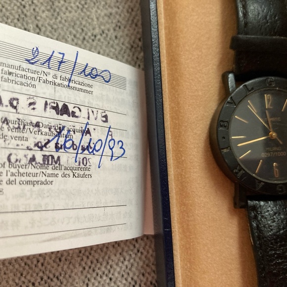Unique rare carbongold Bulgari watch,unisex with warranty and original box 1993 - Picture 9 of 10
